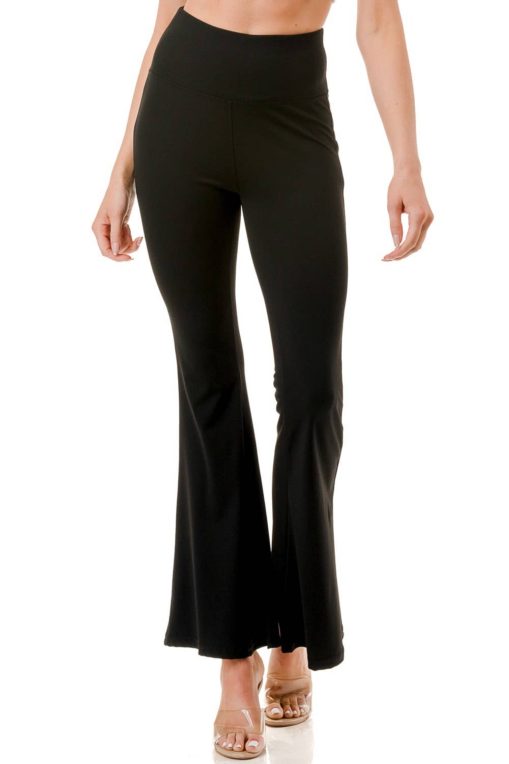 Wide Waist Black Yoga Flare Pants