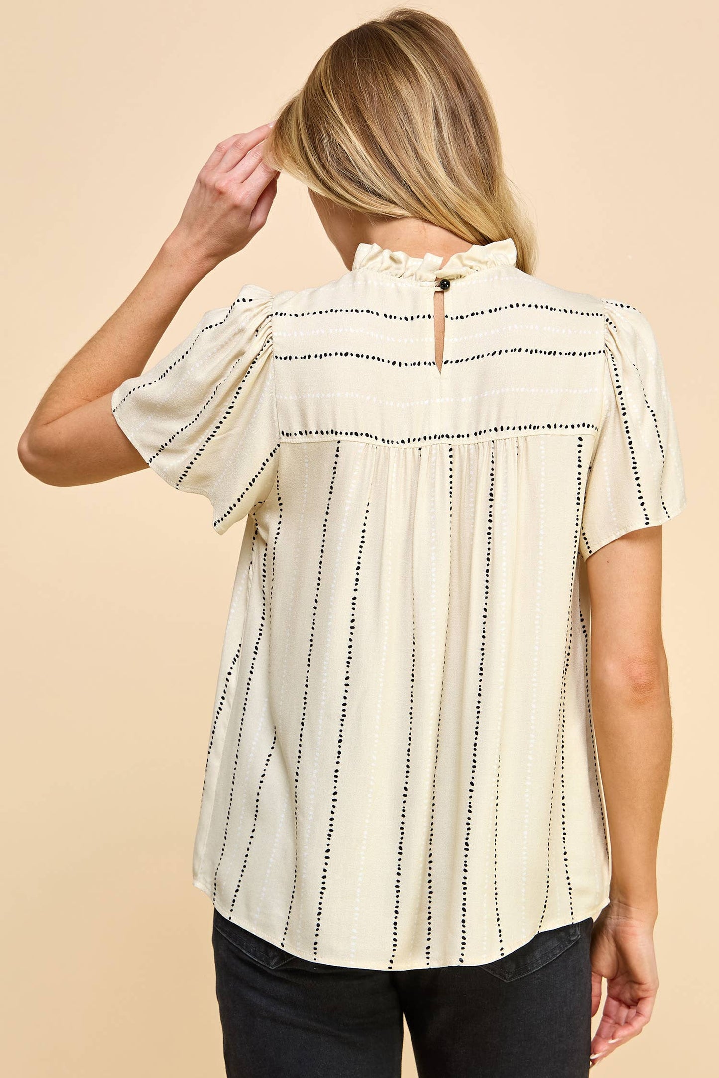 Sophia Flutter Sleeve Ruched Neck Top