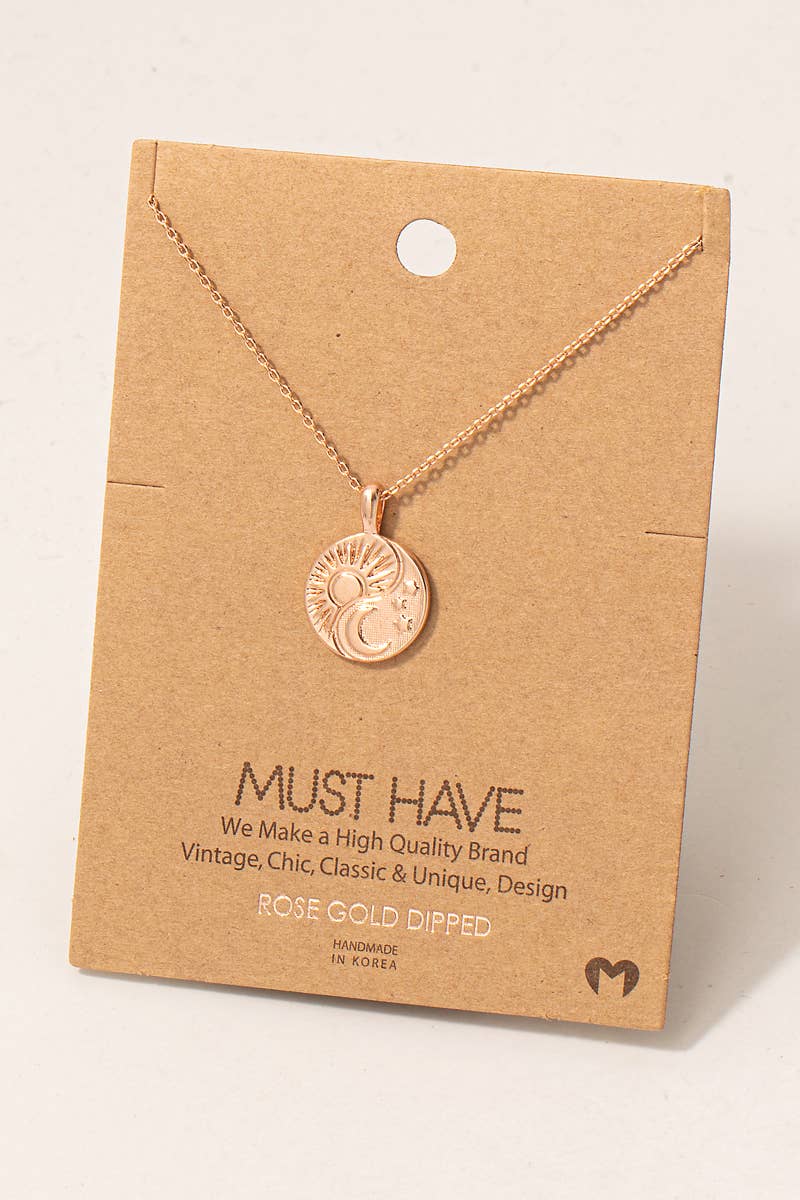 Mini Sun And Moon Coin Pendant Necklace: G