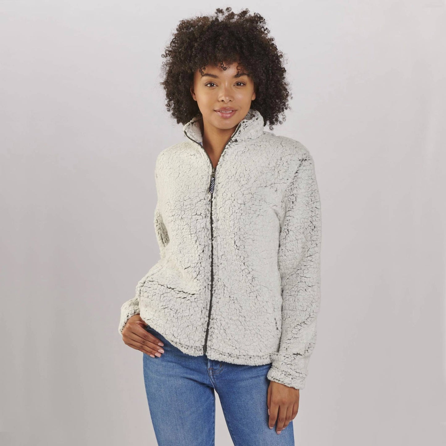 Josie Full Zip Sherpa Jacket: Frosty Grey