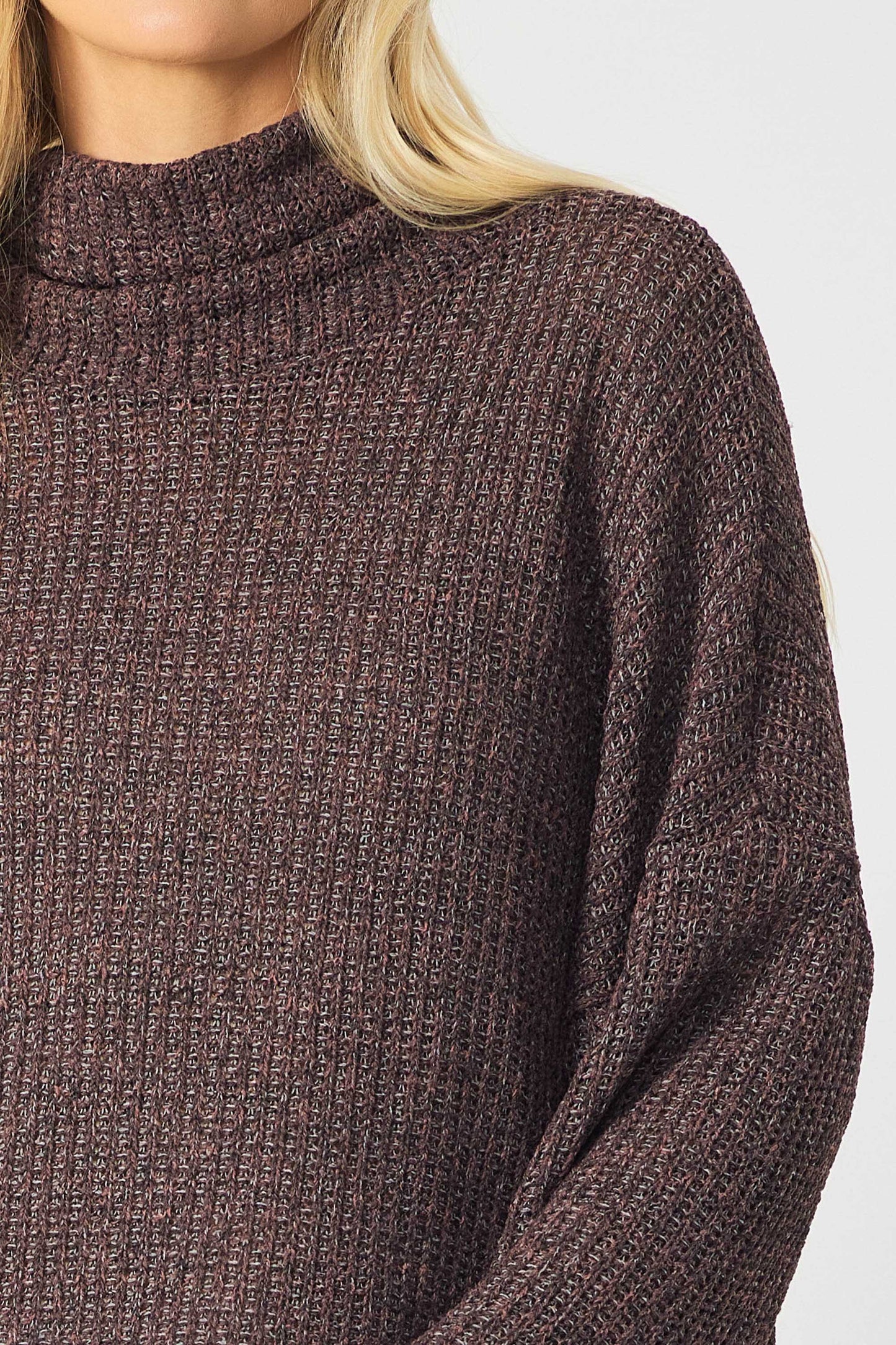 Whitney Turtleneck Soft Knit Top - Deep Purple