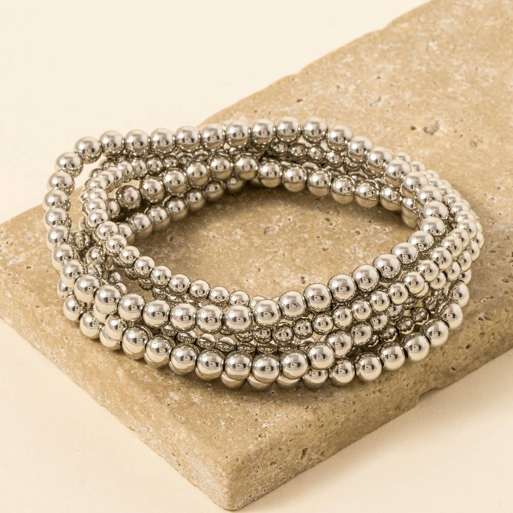 Gold Dipped Ball Bead Bracelet Set: G