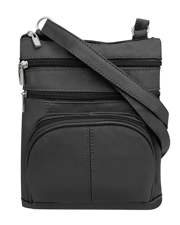 Cowhide Leather Crossbody With Phone Pocket: Brown