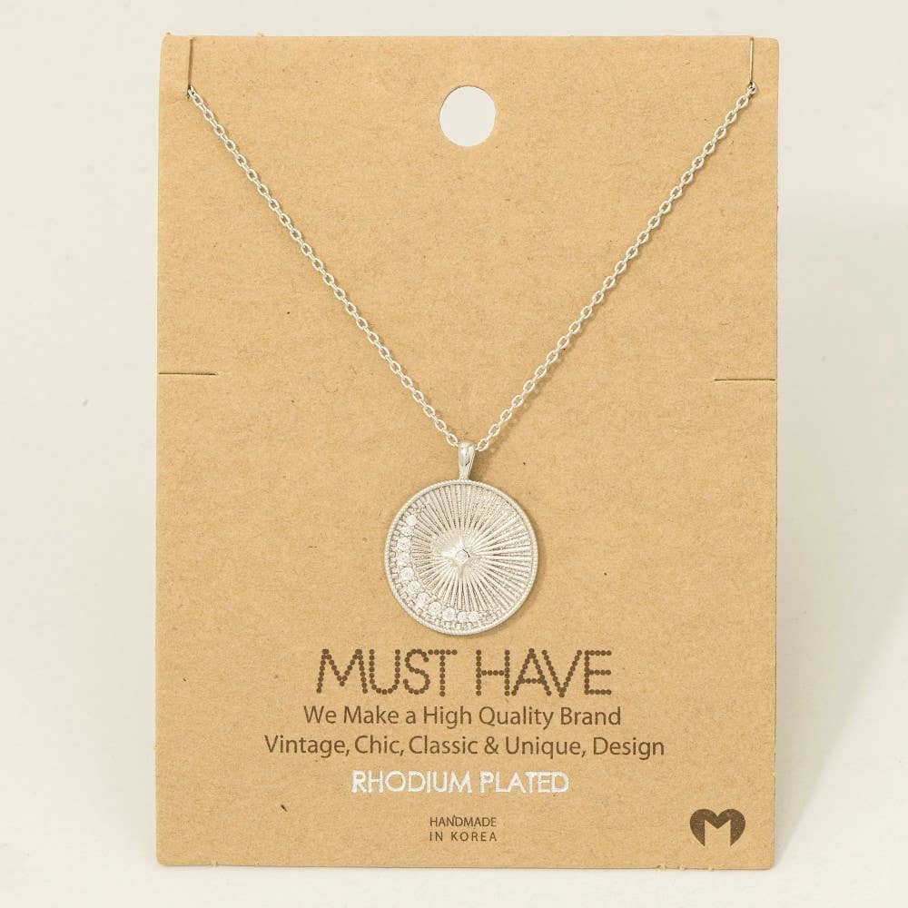 Gold Dipped Round Shining Star Pendant Necklace: G