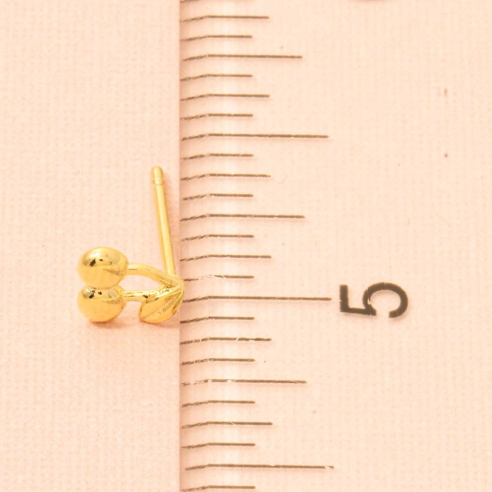 18K Gold Dipped Mini Cherry Stud Earrings