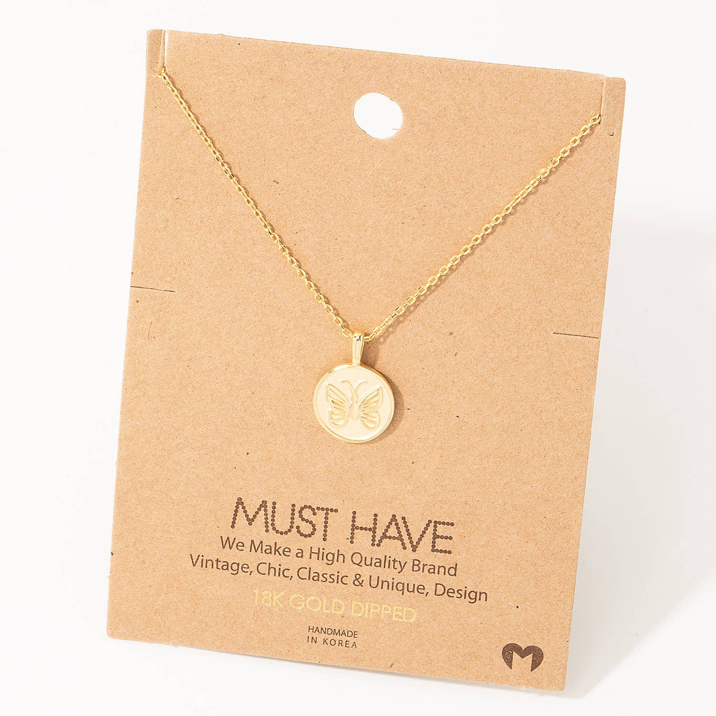 Butterfly Coin Pendant Necklace: R