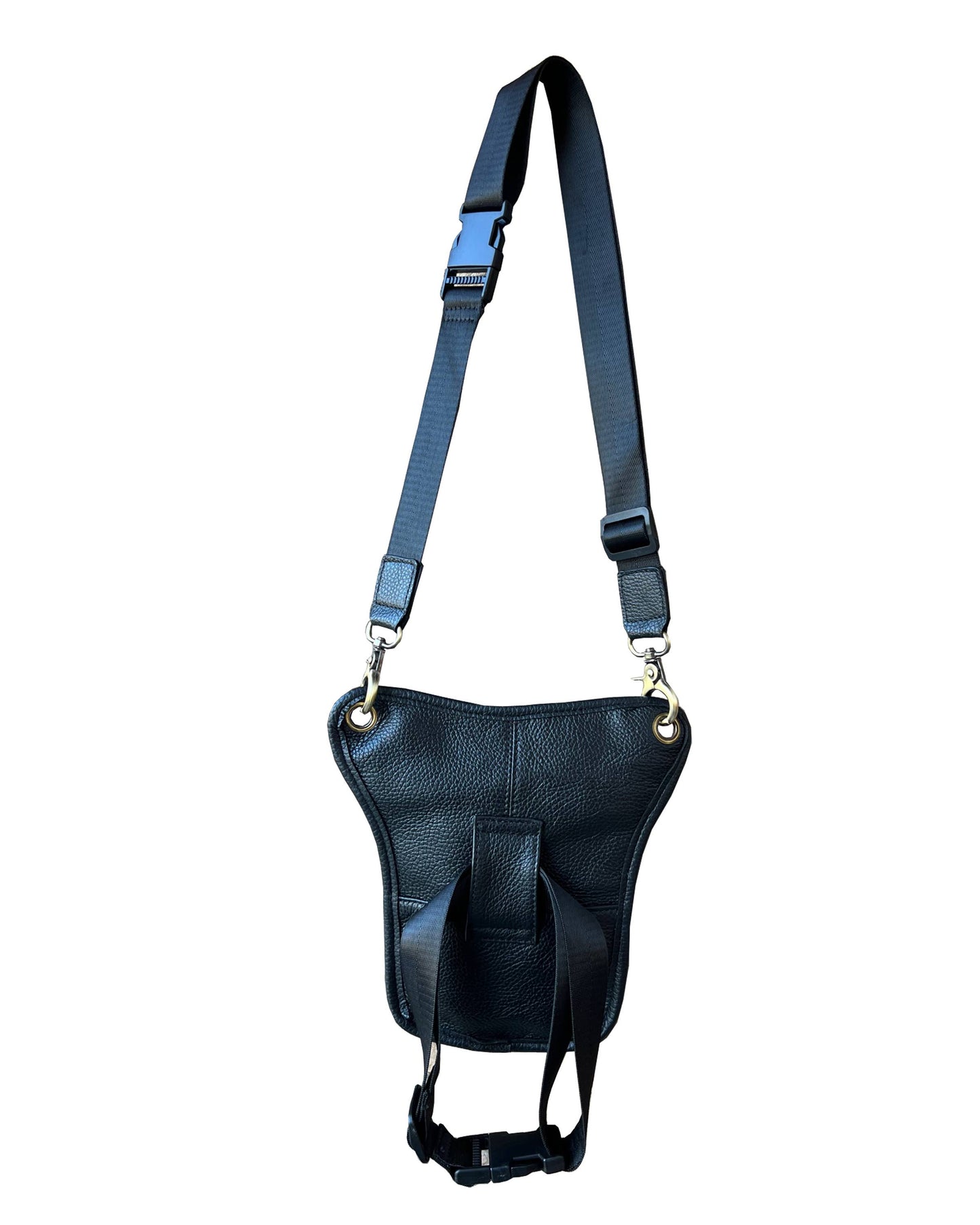 Cowhide Crossbody Saddle Bag/Shoulder Bag/Convertable Fanny Pack: Black
