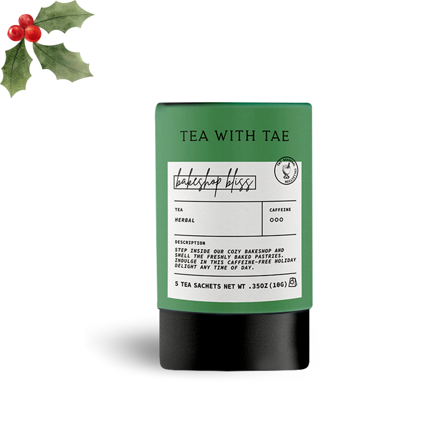 Bakeshop Bliss Holiday Herbal Mini Tube Gift (5 tea bags)