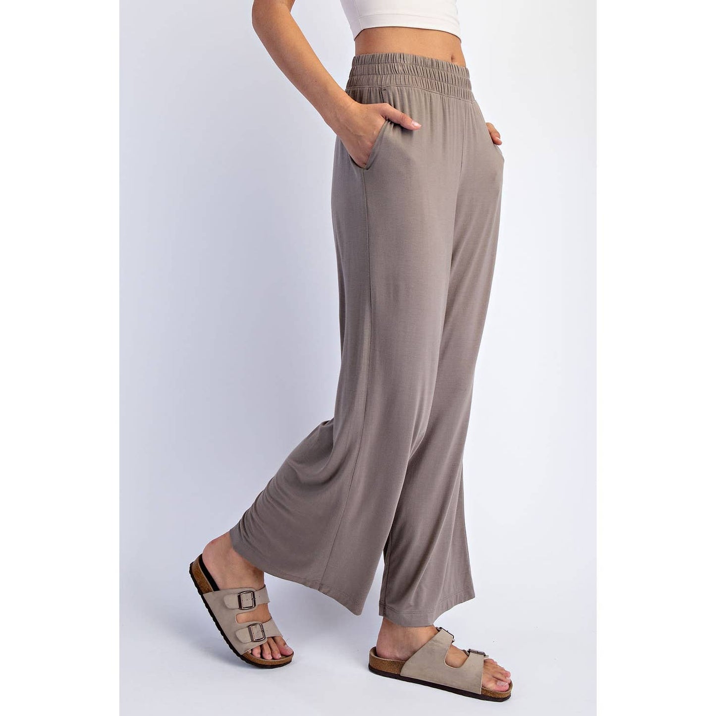 Lightweight Breathable Cropped Wide Leg Pants - Black