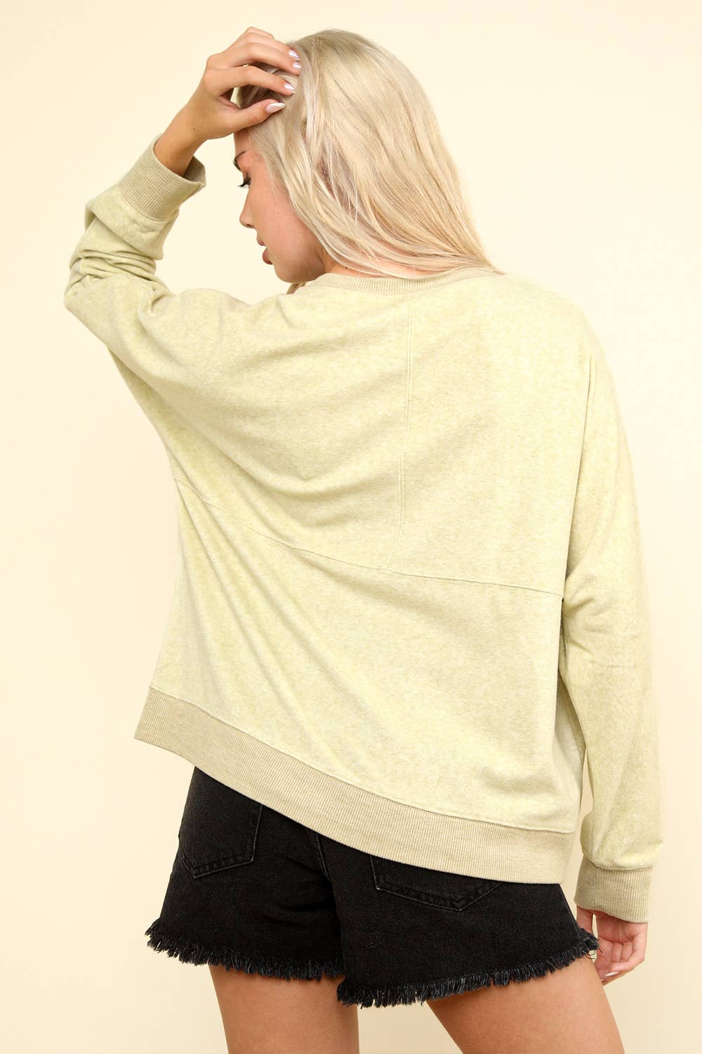 Ansley Apple Green Contrast Knit Top