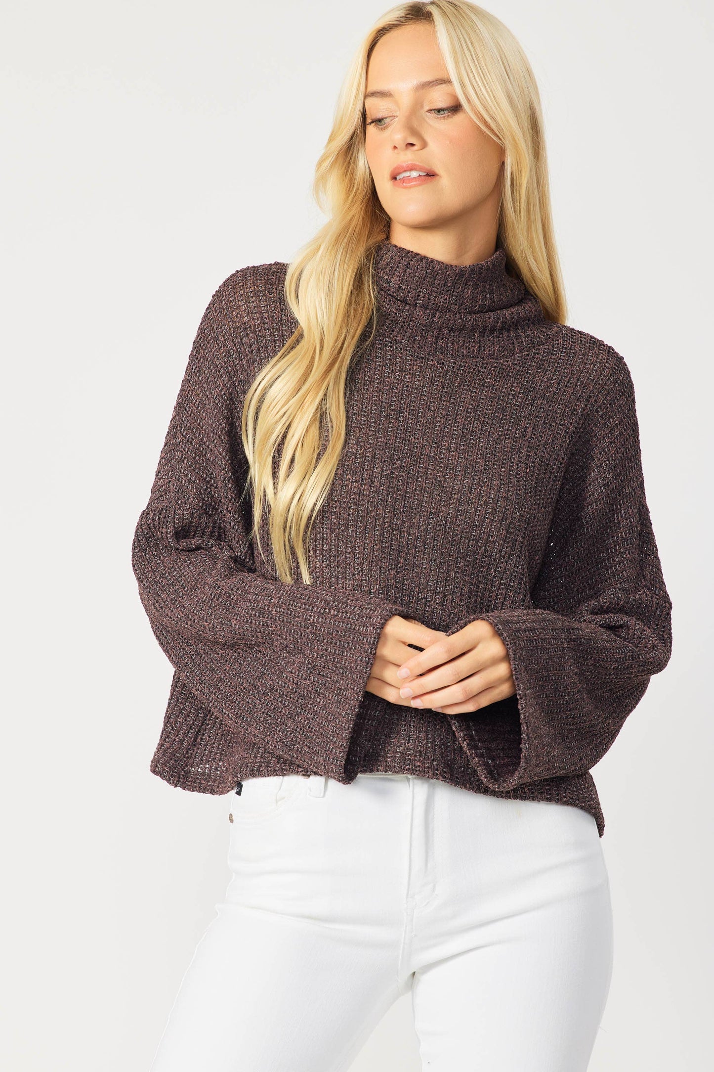 Whitney Turtleneck Soft Knit Top - Deep Purple
