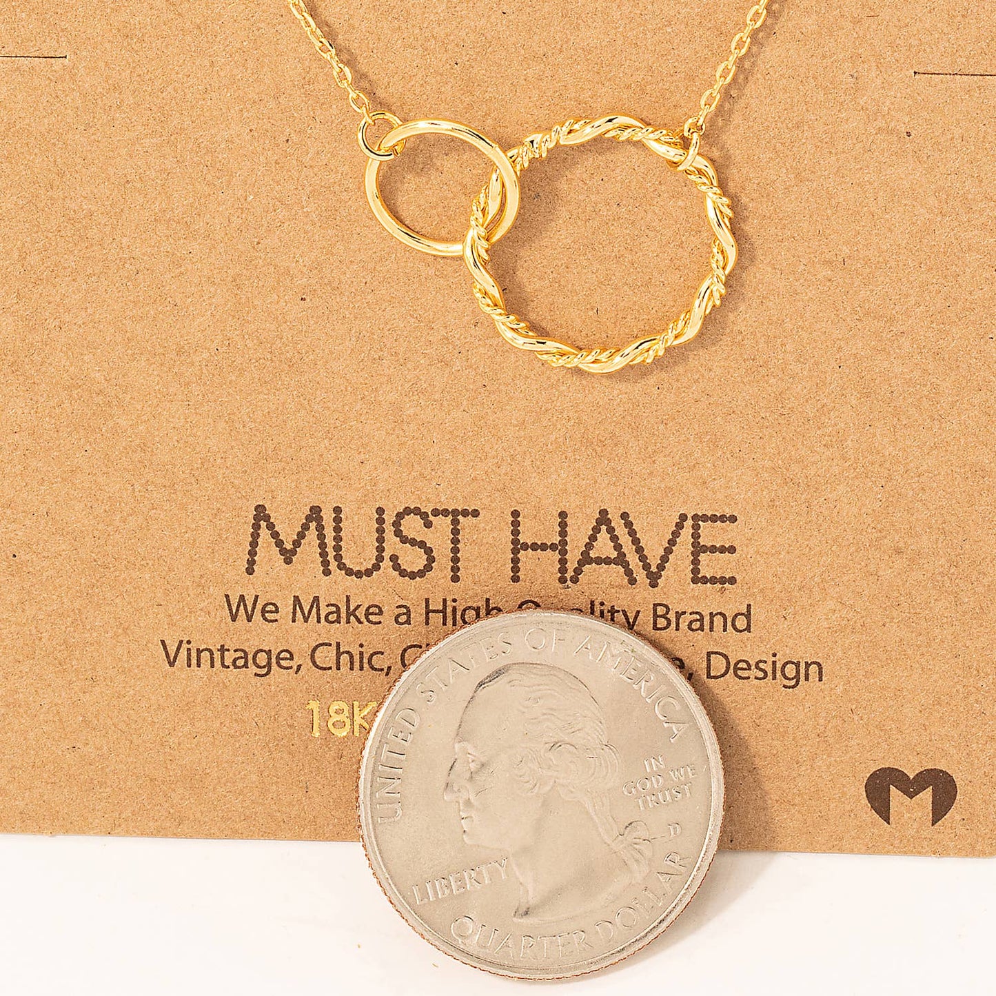 Double Circle Chain Link Charm Necklace: G