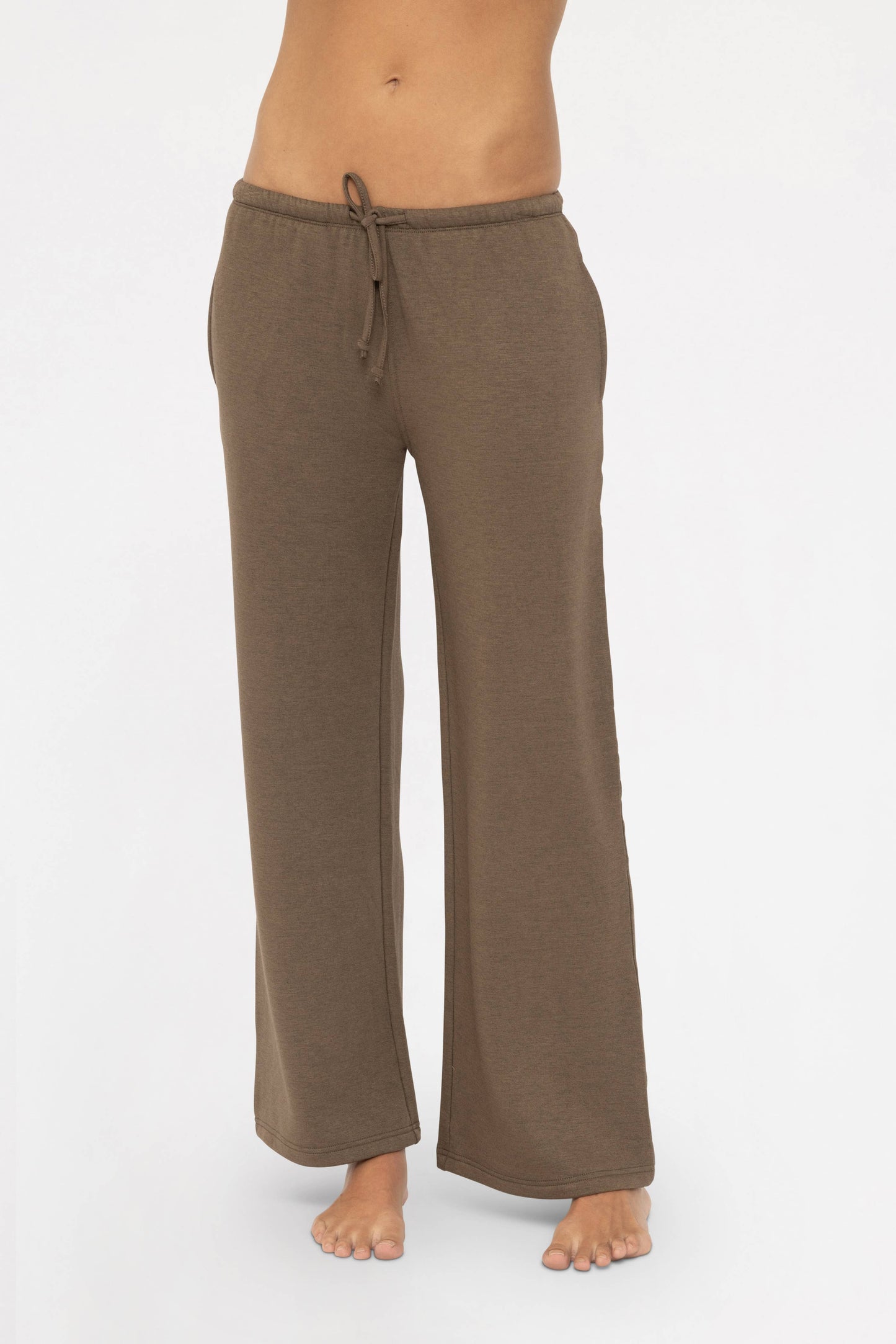 Mono B Low Waist Lounge Wide Leg Pants - Java