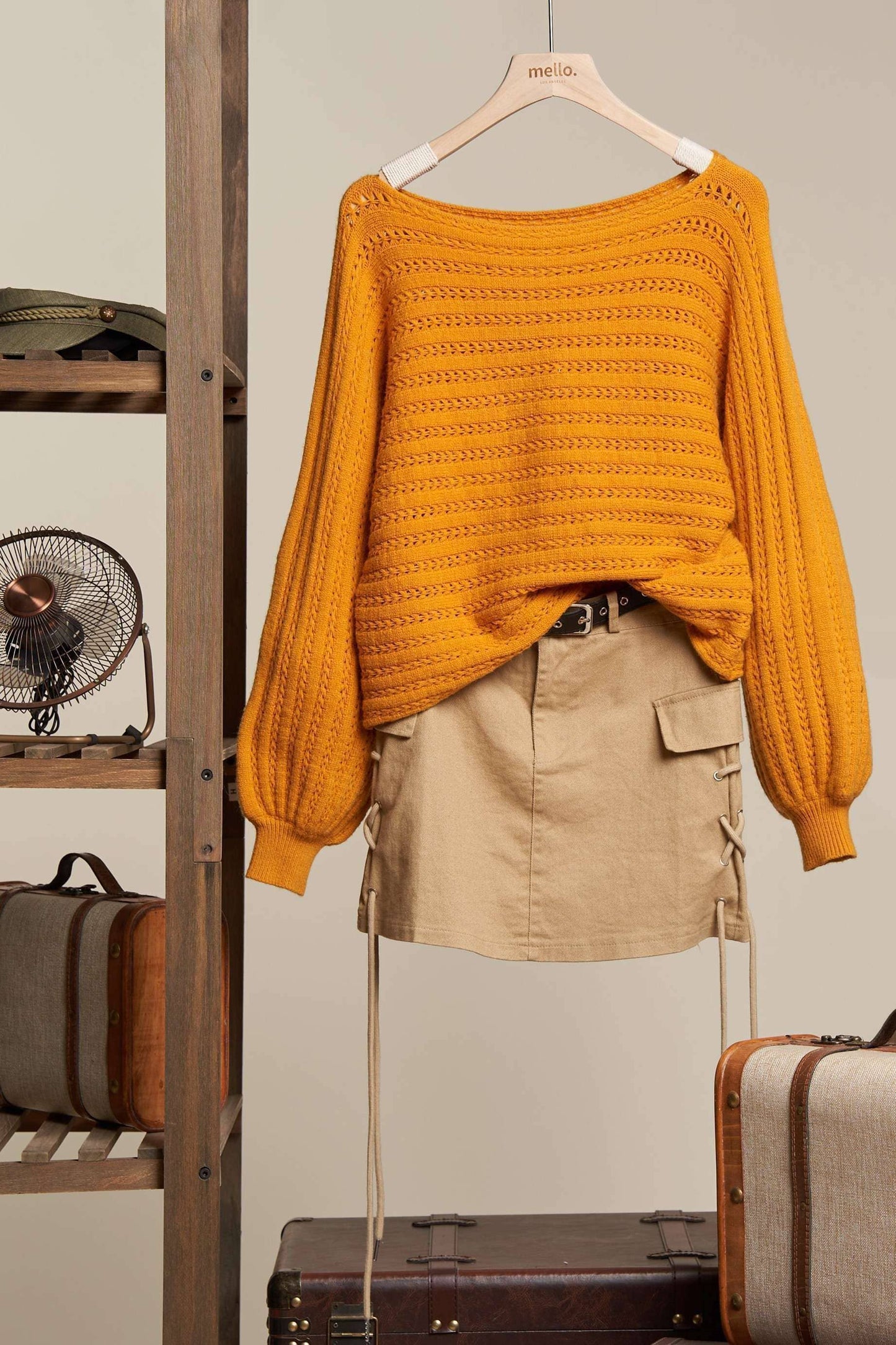 Lizzy On/Off Shoulder Sweater: Mustard
