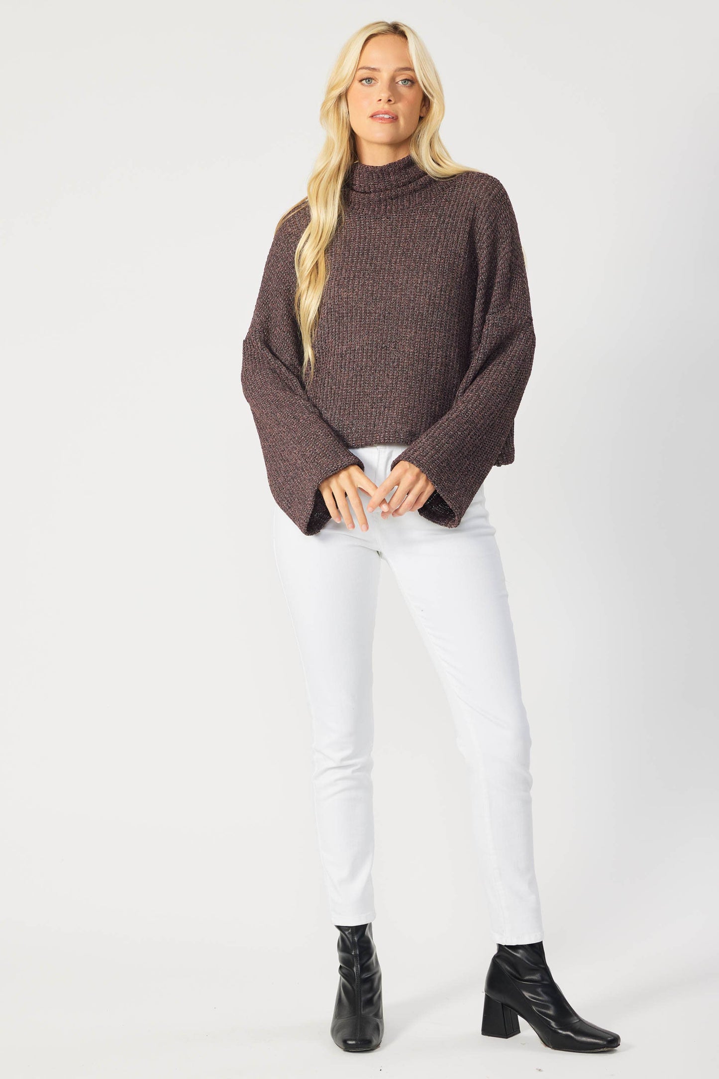 Whitney Turtleneck Soft Knit Top - Deep Purple