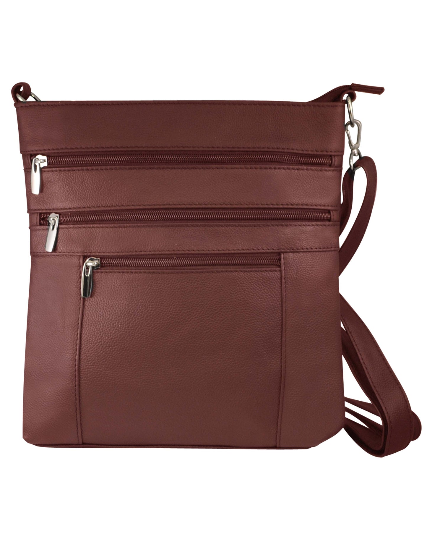 Genuine Cowhide Leather Crossbody: Brown