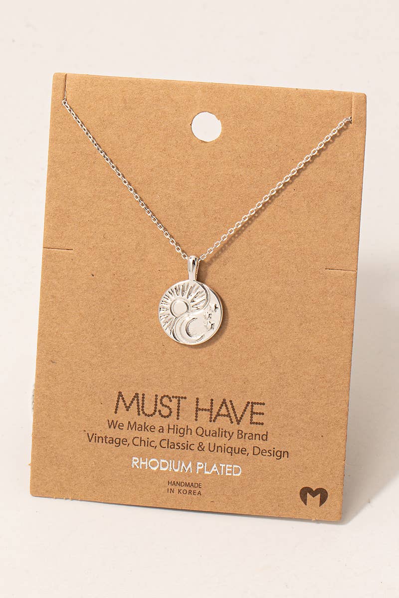 Mini Sun And Moon Coin Pendant Necklace: G