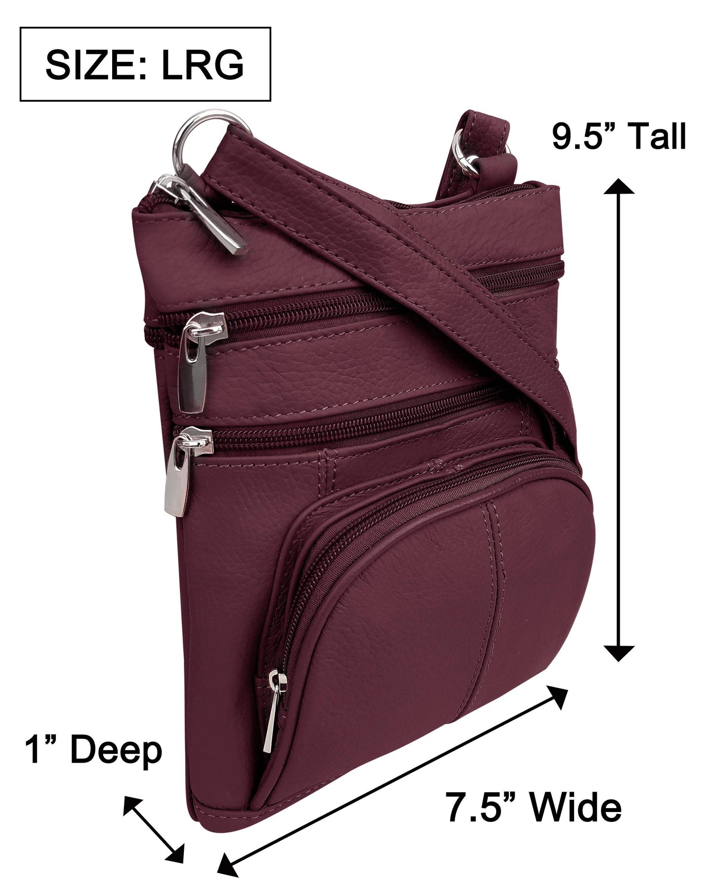 Genuine Leather Crossbody With Phone Pocket: Wine