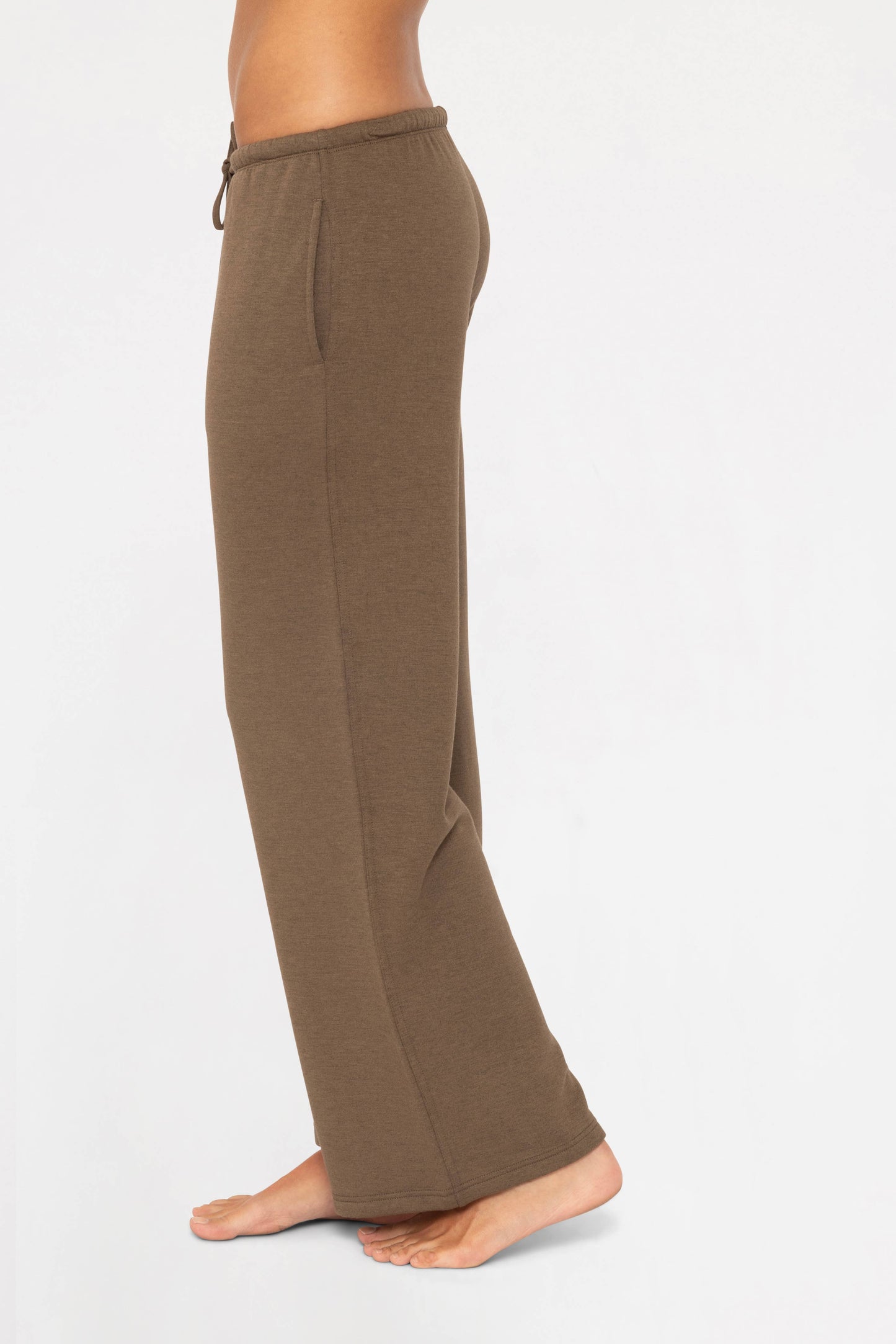 Mono B Low Waist Lounge Wide Leg Pants - Java