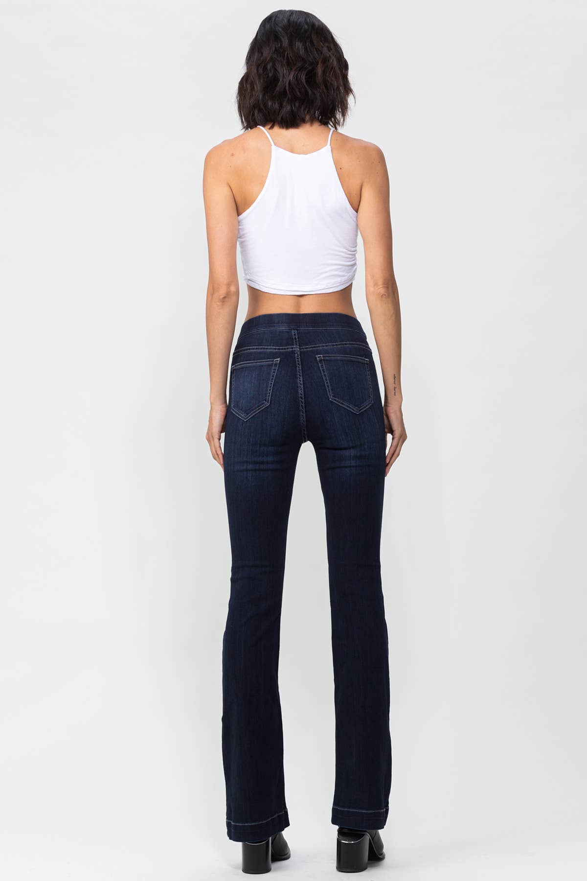 Jelly Brand Indigo Pull On Boot Cut Flare: Dark Denin
