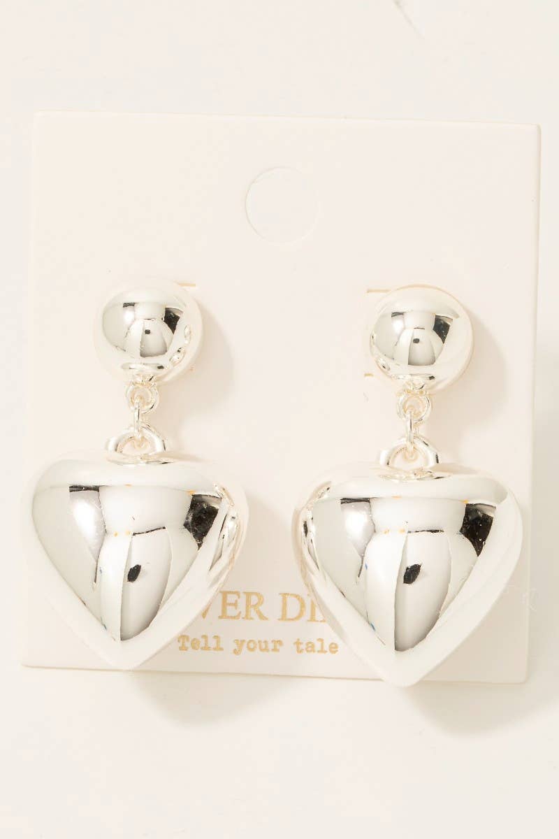 Gold Dipped Bubble Heart Charm Stud Drop Earrings: GD