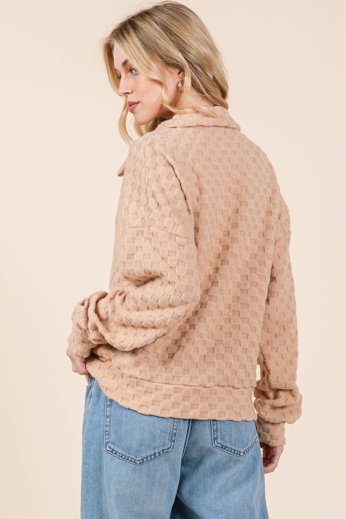 Chelsea Check Textured Pullover: Gray/Black