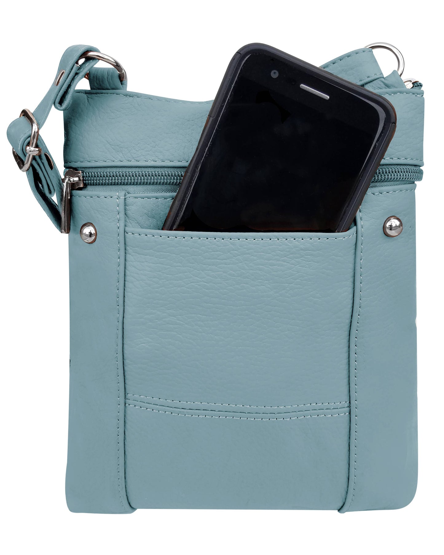 Genuine Leather Crossbody With Phone Pocket: Wine