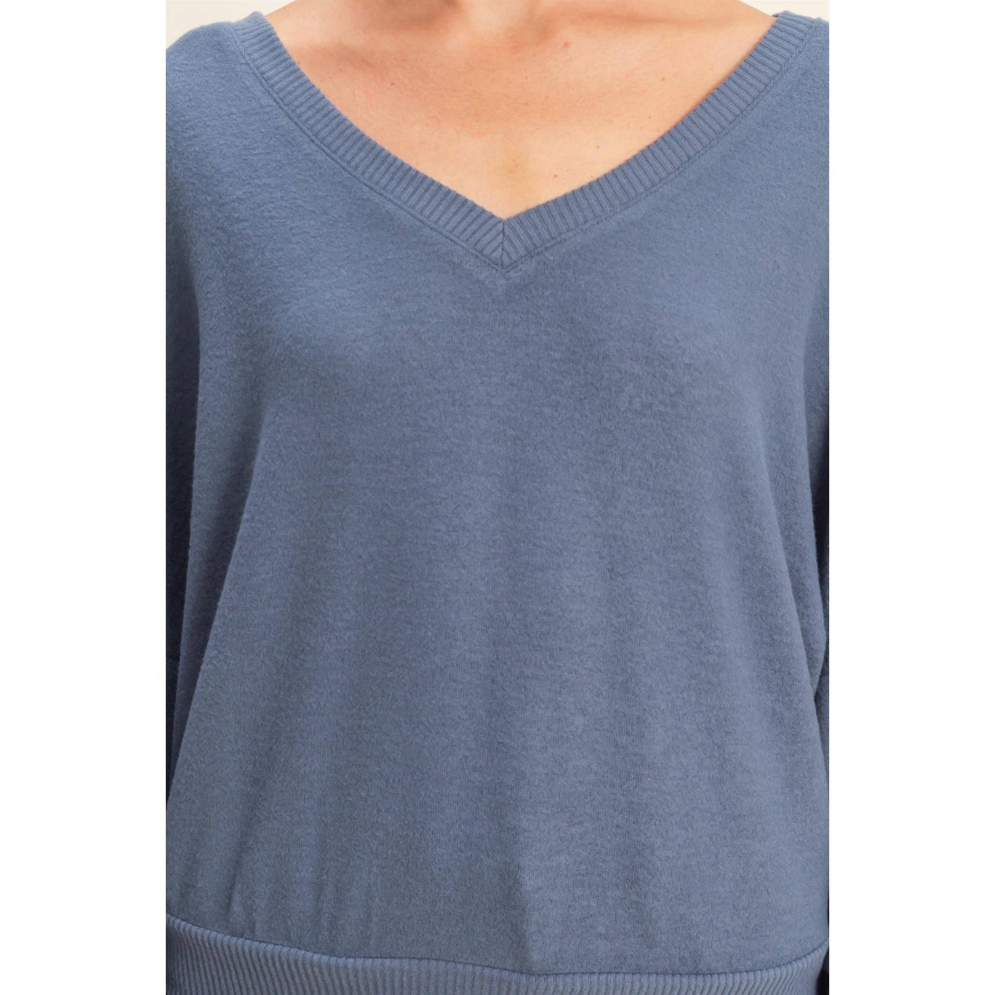 Valerie Vneck Lightweight Sweater: Dusty Navy