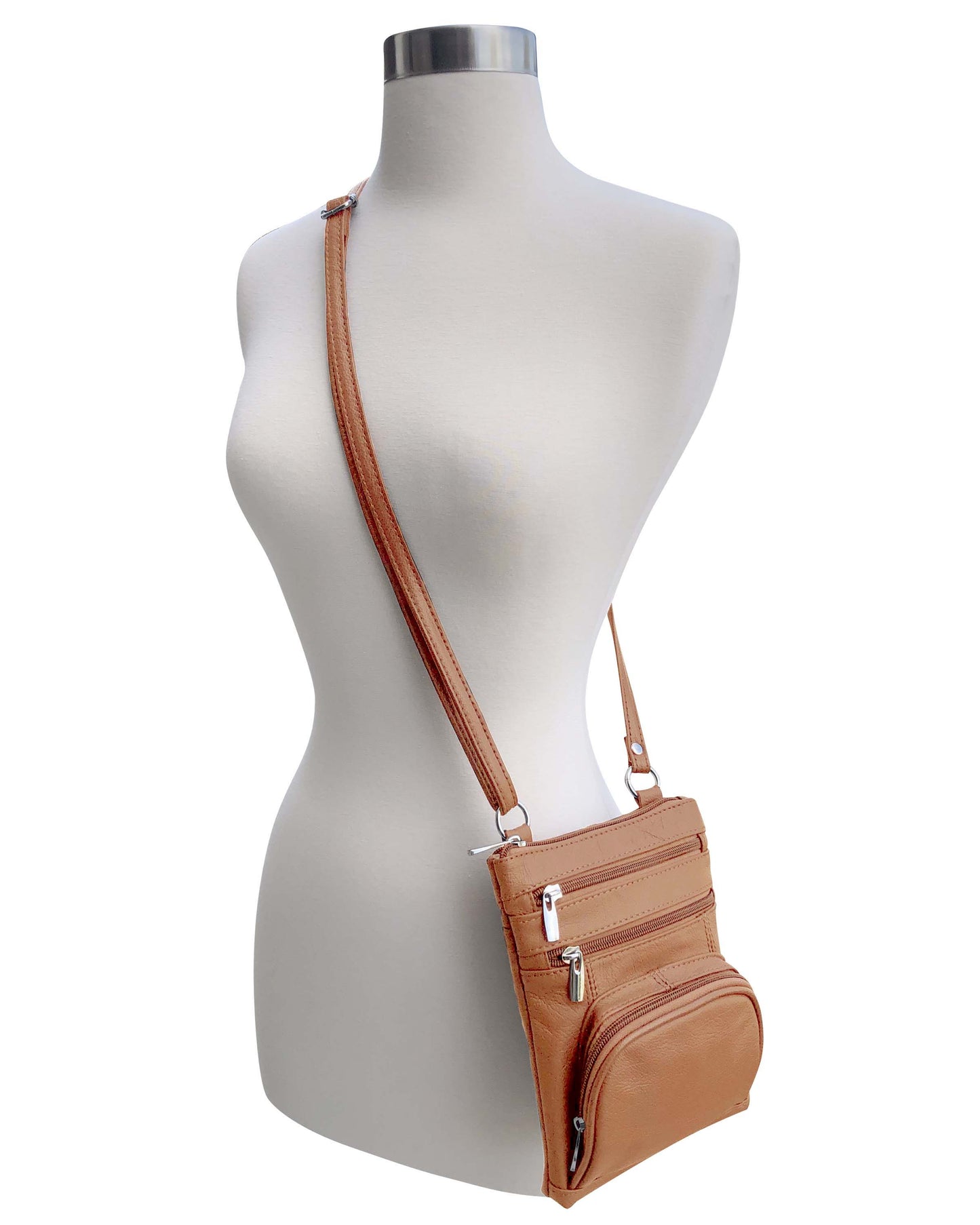 Cowhide Leather Crossbody With Phone Pocket: Cream
