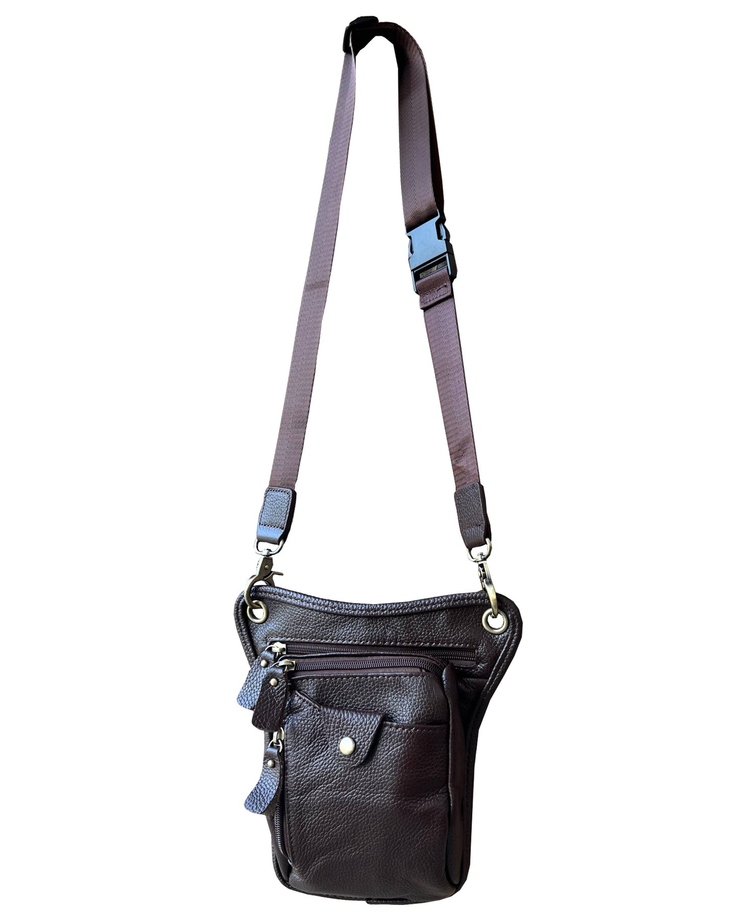 Cowhide Crossbody Saddle Bag/Shoulder Bag/Convertable Fanny Pack: Black