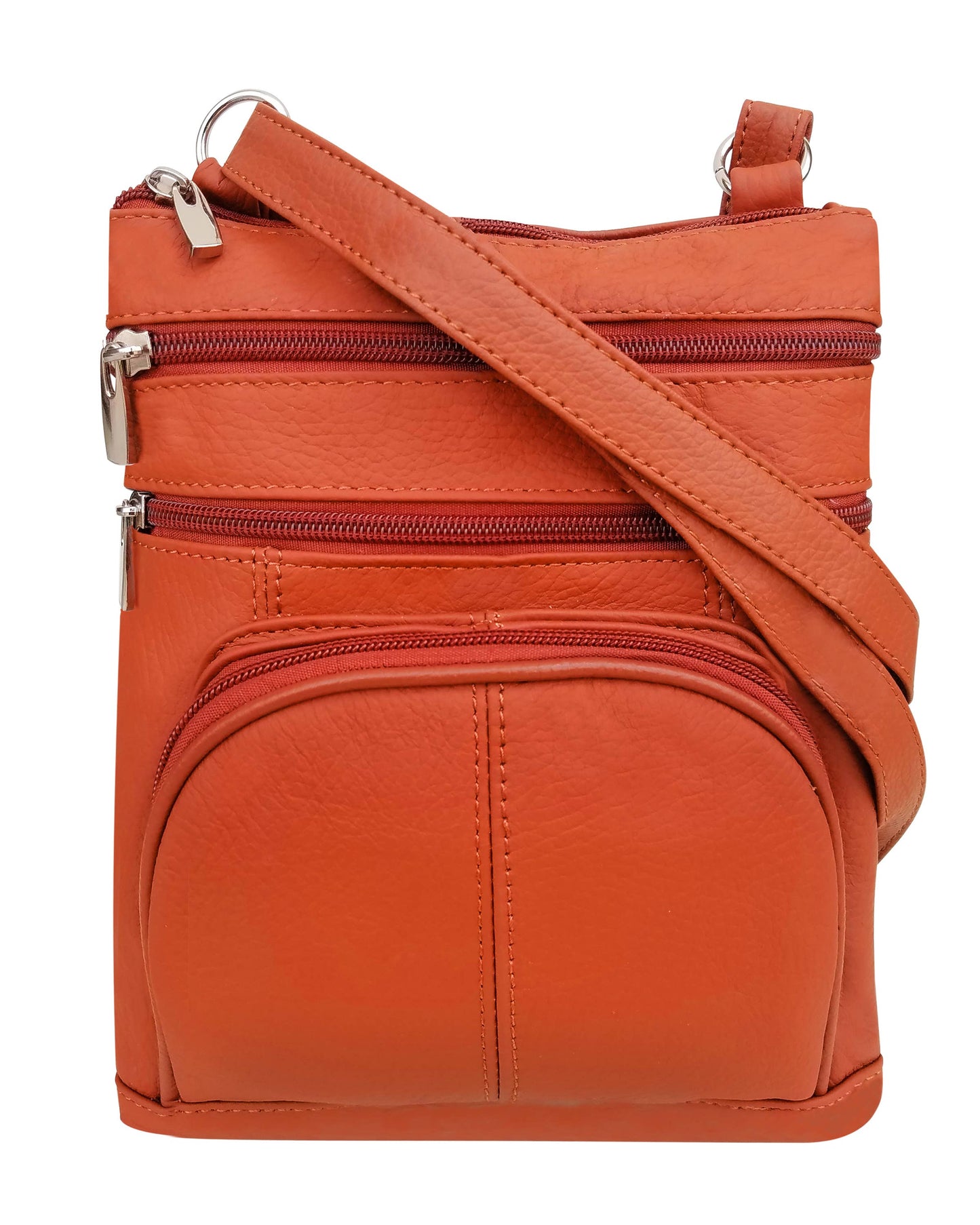 Cowhide Leather Crossbody With Phone Pocket: Brown