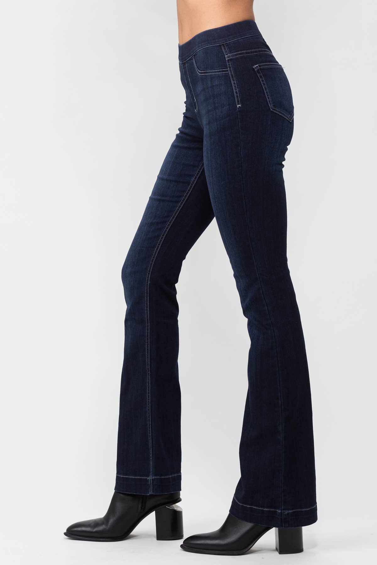 Jelly Brand Indigo Pull On Boot Cut Flare: Dark Denin