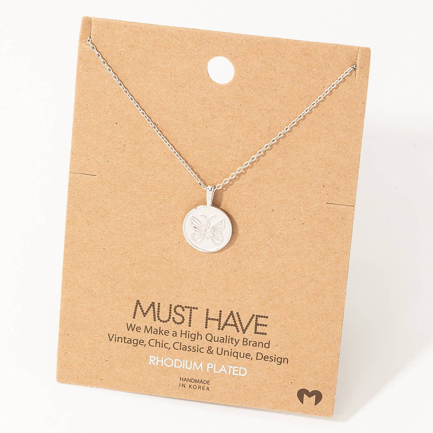 Butterfly Coin Pendant Necklace: R