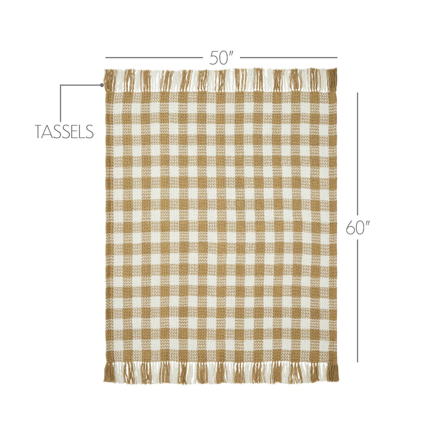 Golden Wheat Heritage Check Throw Blanket with Fringe 50x60