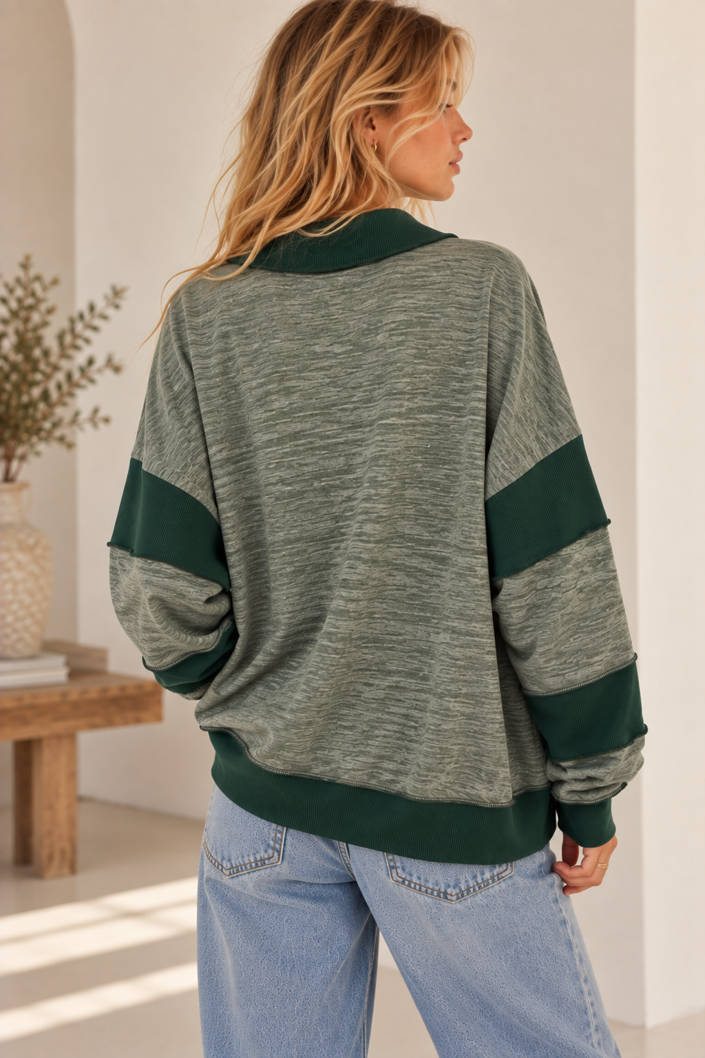 Skylar Super Soft Heather Rib Contrast - Olive