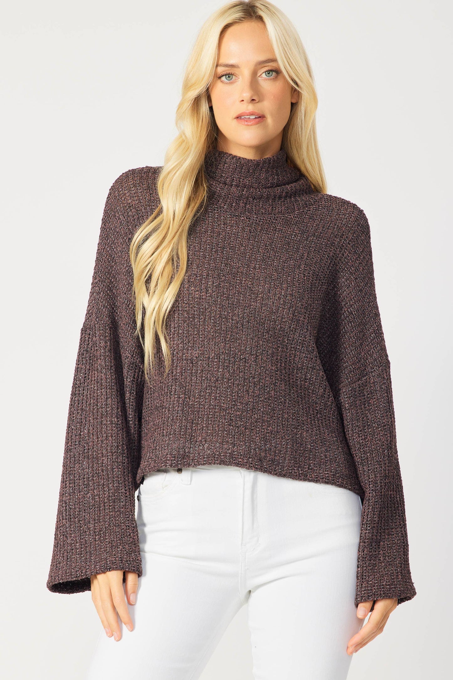 Whitney Turtleneck Soft Knit Top - Deep Purple