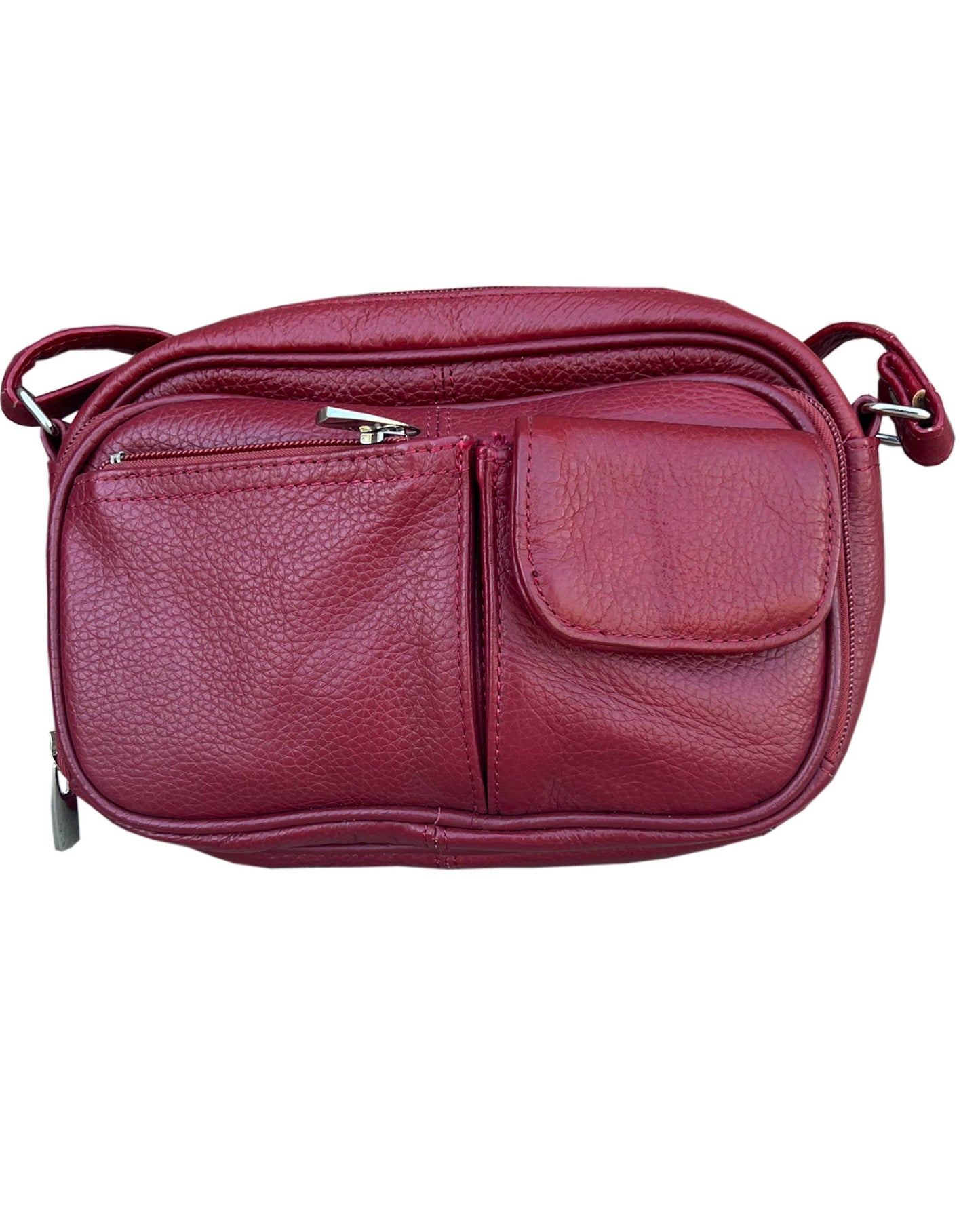 Genuine Leather Crossbody Front & Back Organizer : Brown