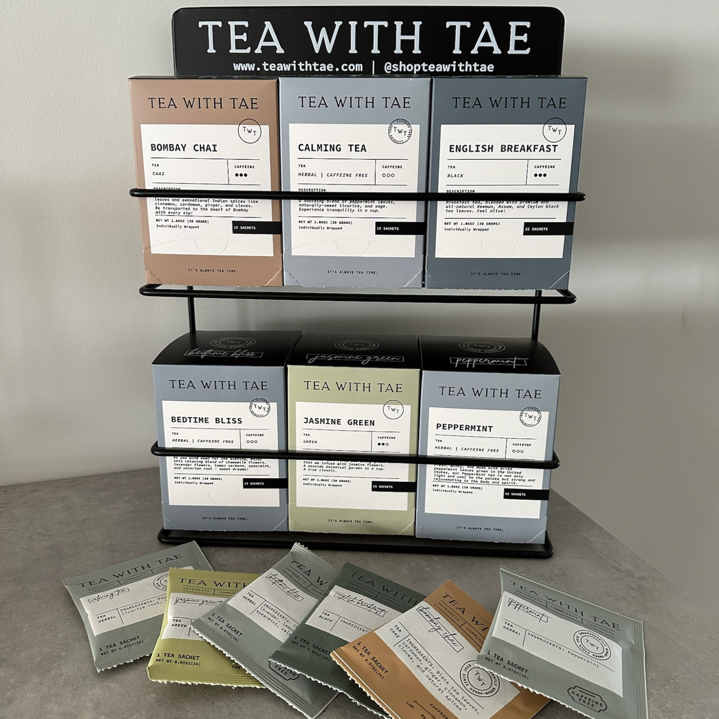 Tea Rack Organizer (organize 6 tea boxes, wall mount option)