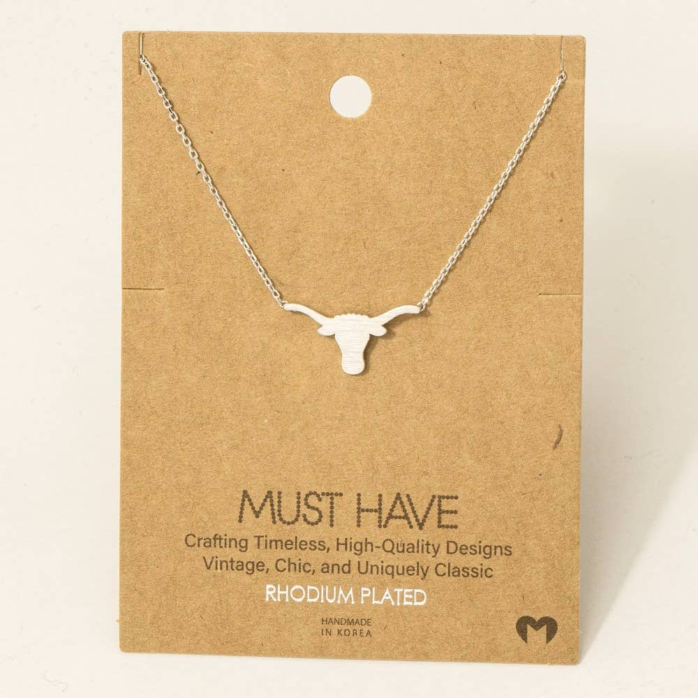 Dainty Bull Head Pendant Necklace: G