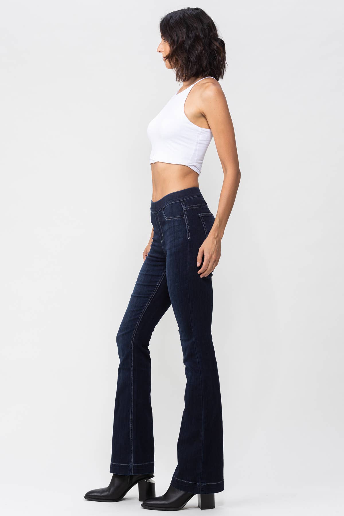 Jelly Brand Indigo Pull On Boot Cut Flare: Dark Denin