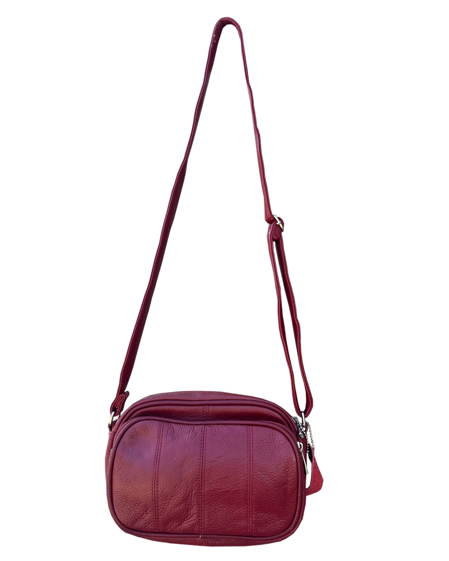 Genuine Leather Crossbody Front & Back Organizer : Brown