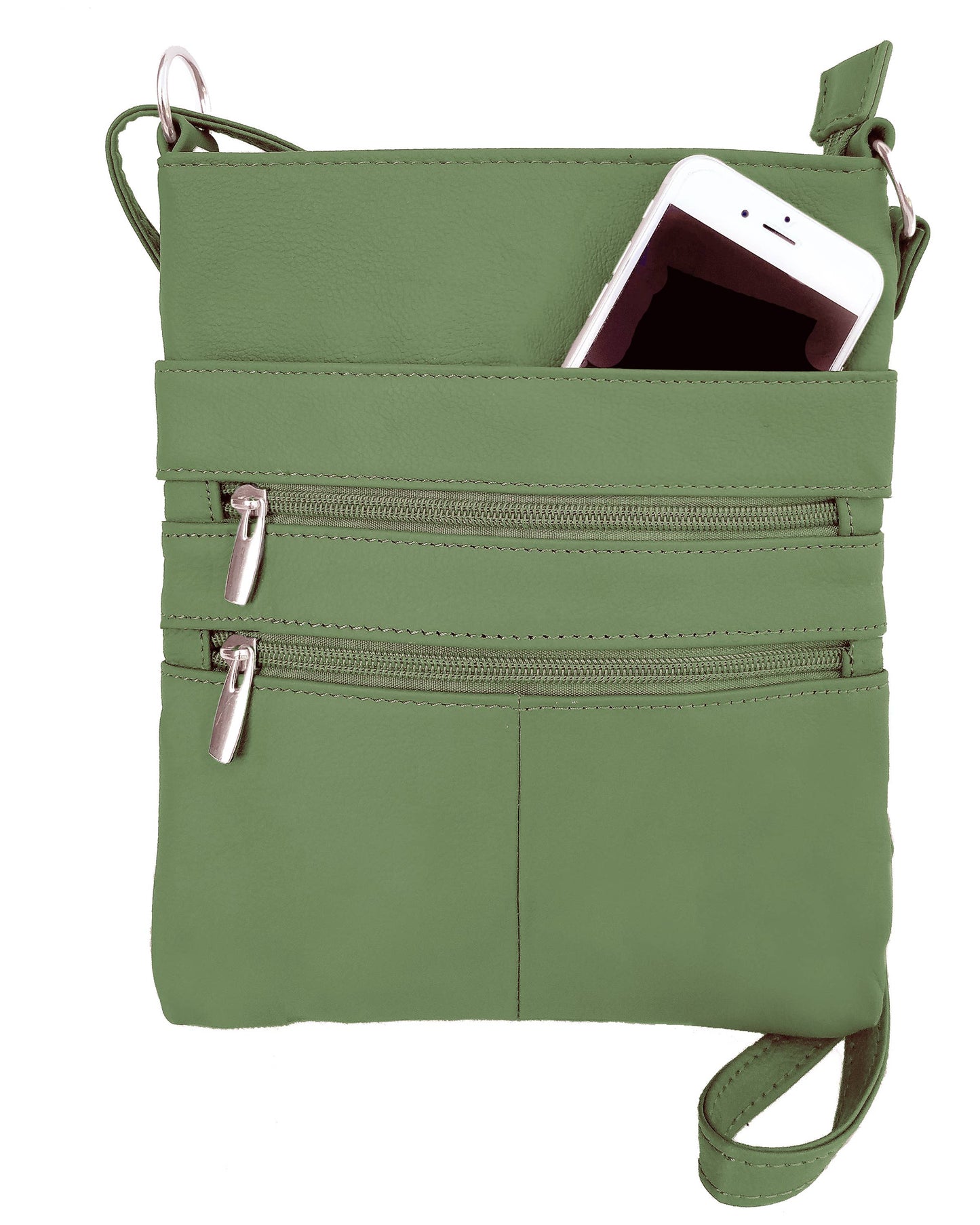 Genuine Cowhide Leather Crossbody Bag: Light Brown