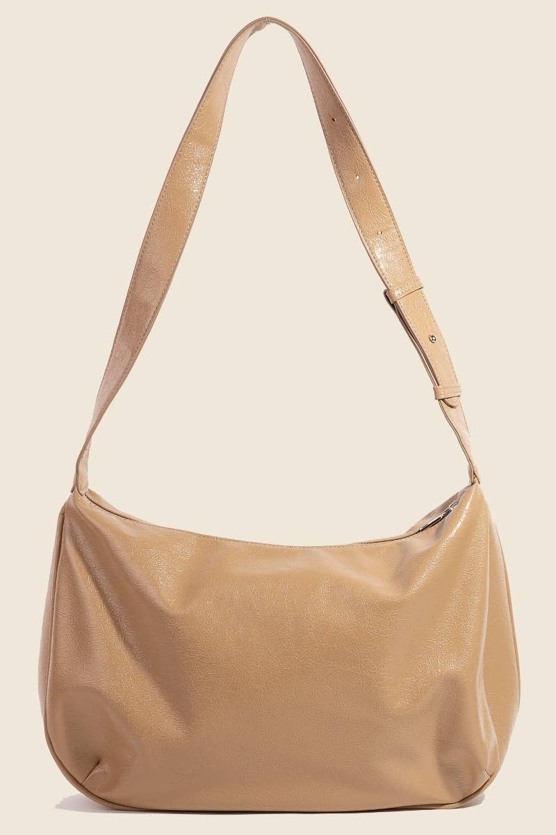 Leather Hobo Crescent Shoulder Bag: IV