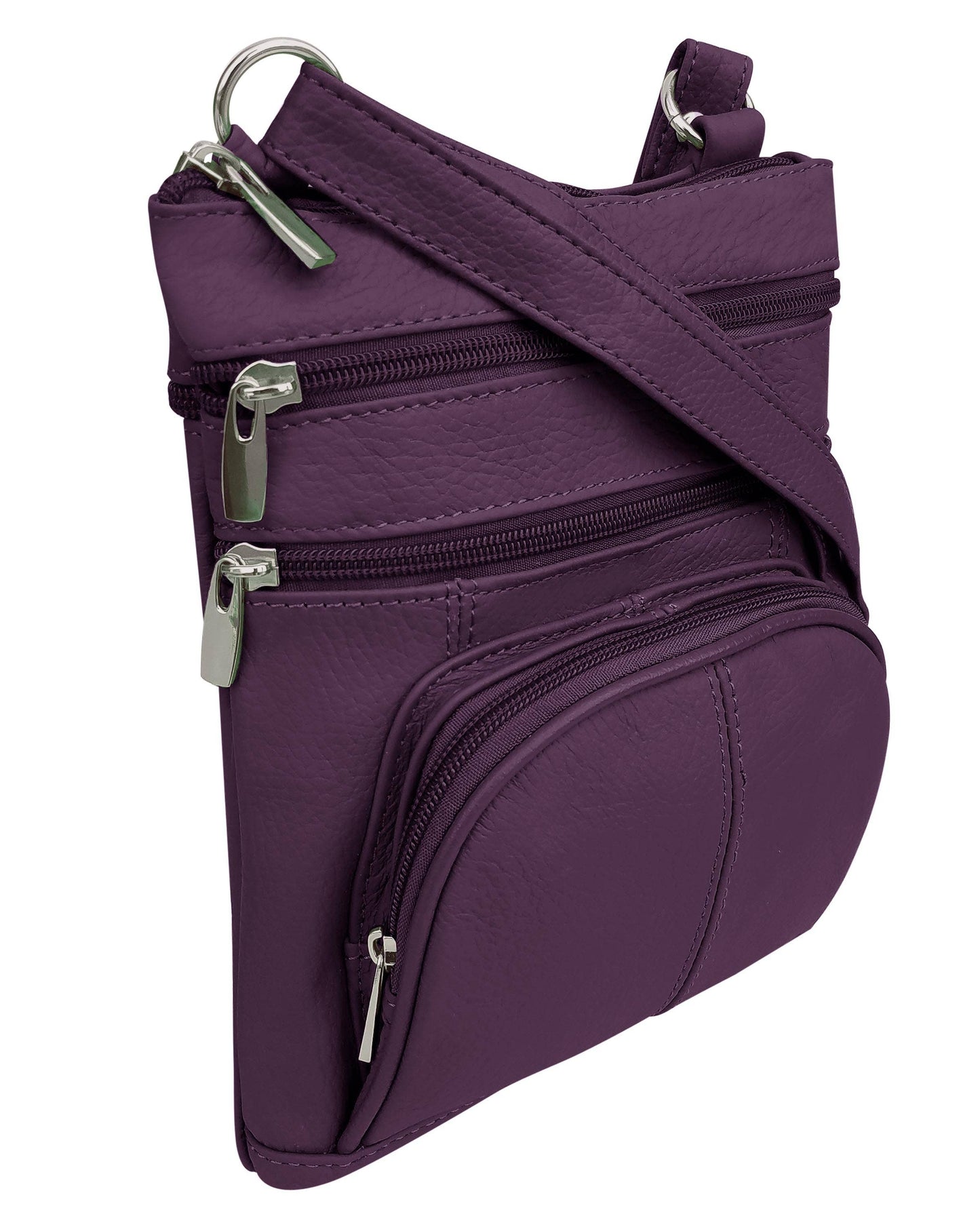 Cowhide Leather Crossbody With Phone Pocket: Brown