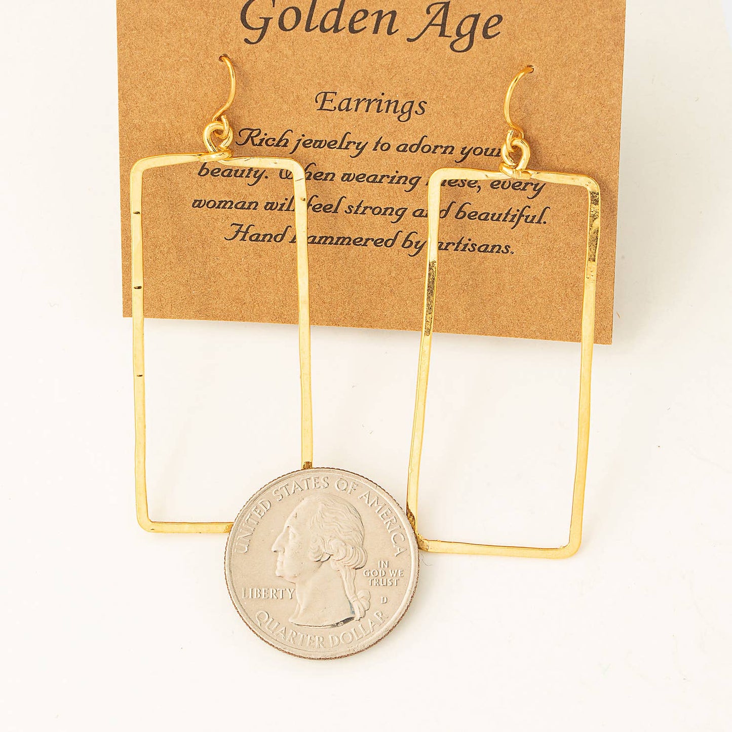 Thin Rectangle Drop Hook Earrings: GOLD
