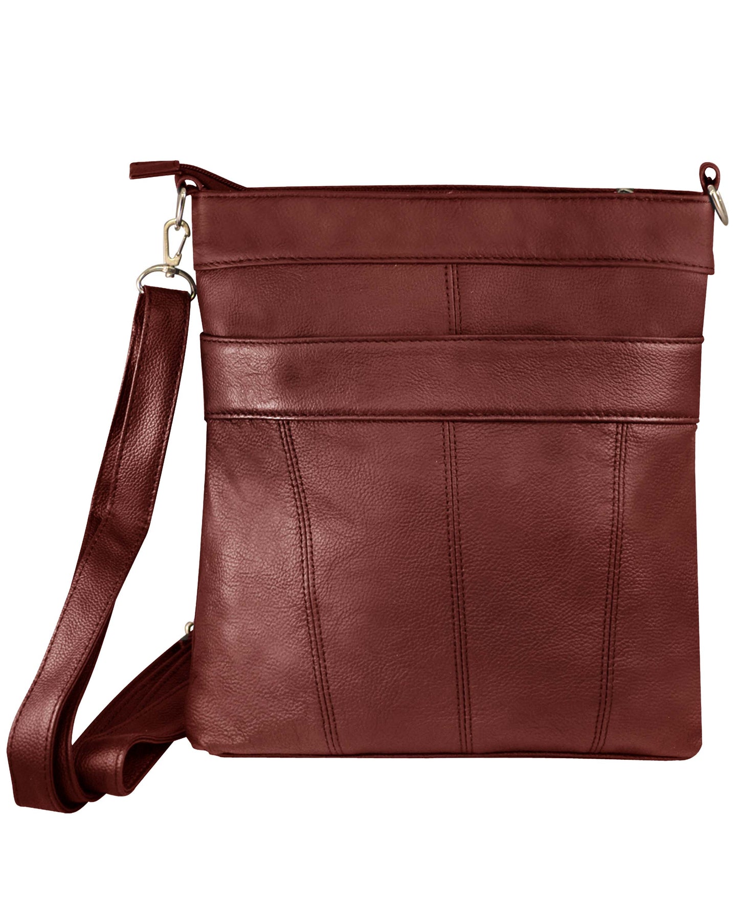 Genuine Cowhide Leather Crossbody: Brown