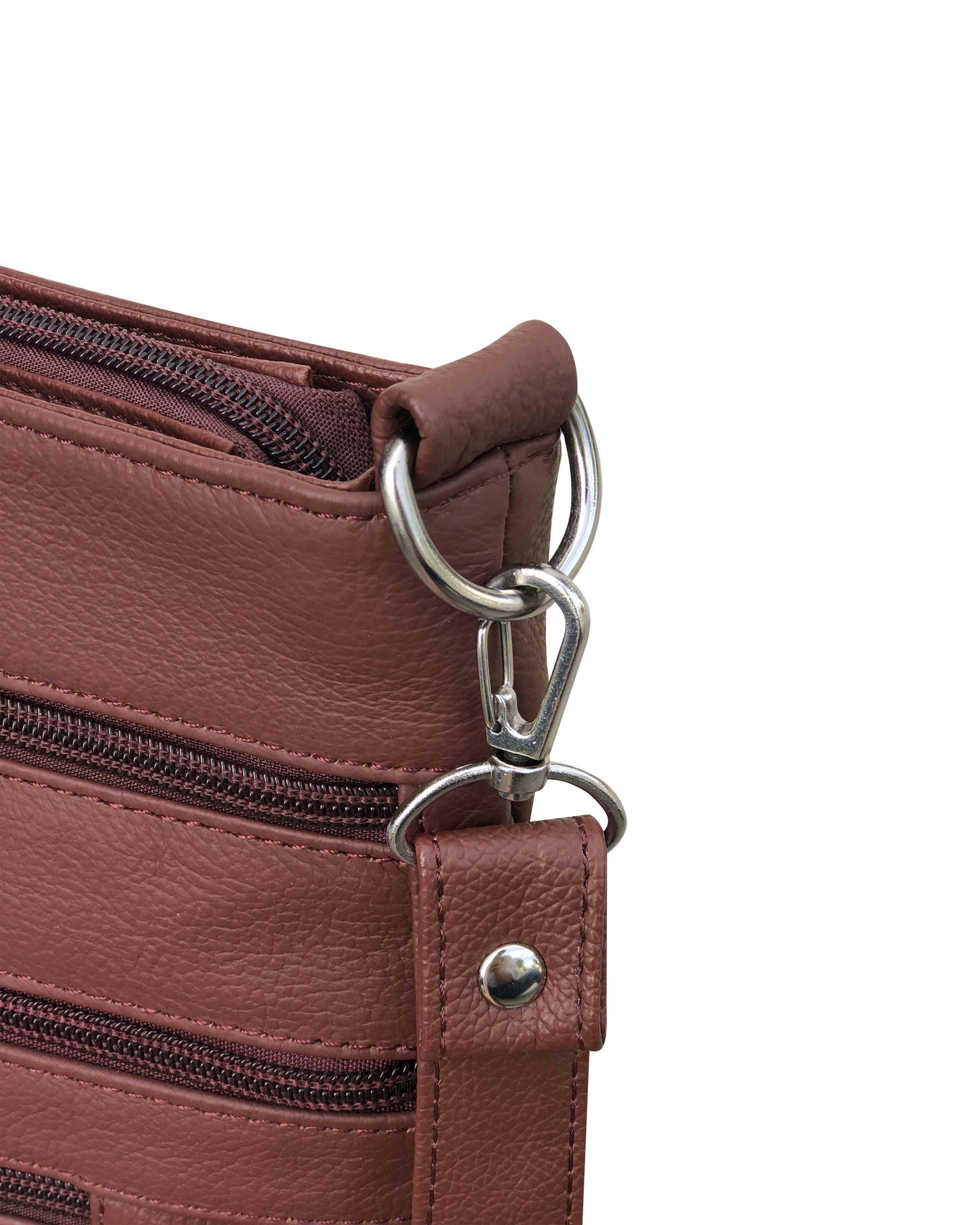 Genuine Cowhide Leather Crossbody: Brown
