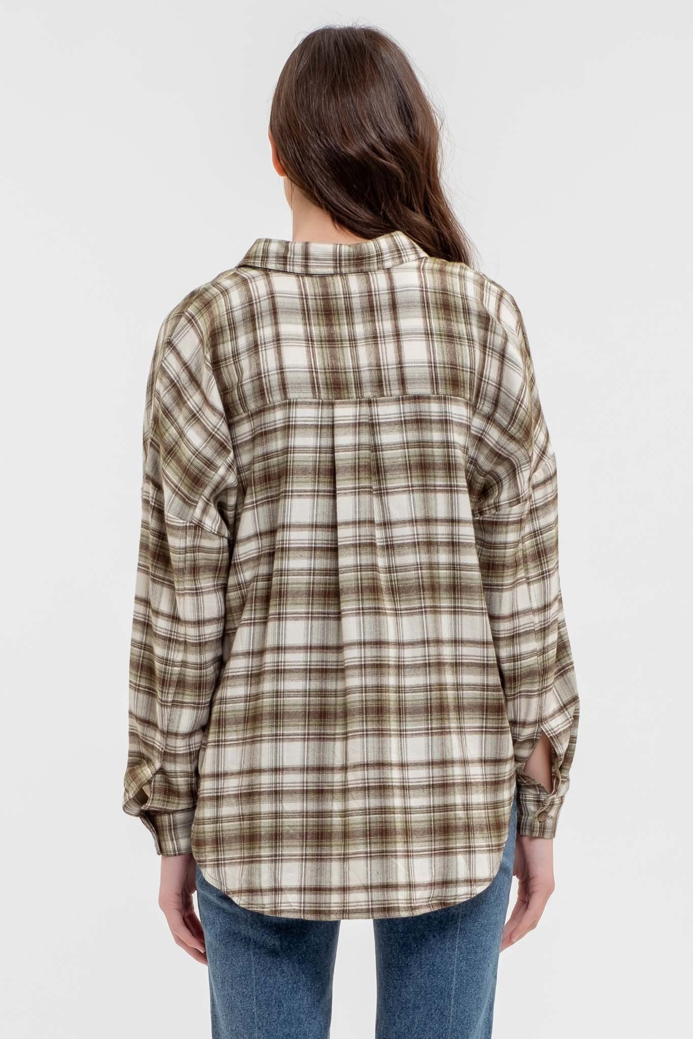 Oakleigh Olive Plaid Button Up