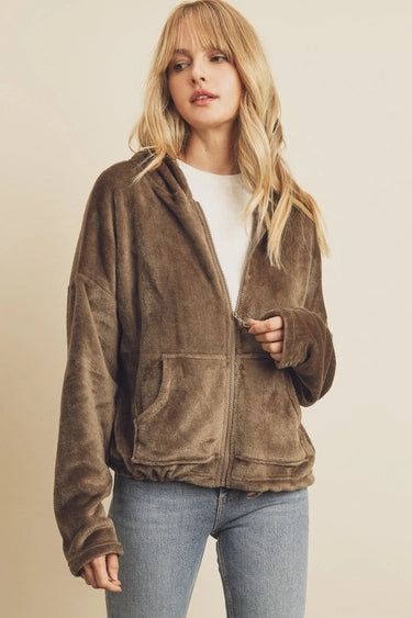 Josie Faux Fur Zip Up Hoodie