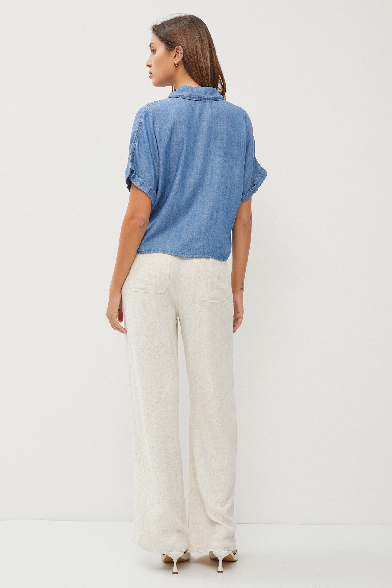 Dani Denim Tie Front Top